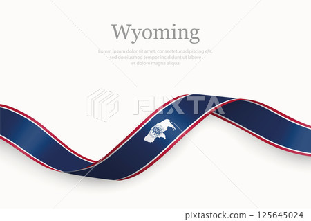 Wyoming Flag on Waving Ribbon. State of United States 125645024