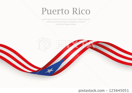 Puerto Rico flag on Waving ribbon 125645051