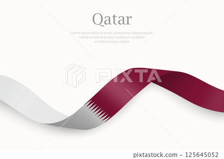 Qatar flag on Waving ribbon 125645052