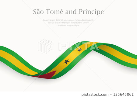 Sao Tome and Principe flag on Waving ribbon 125645061