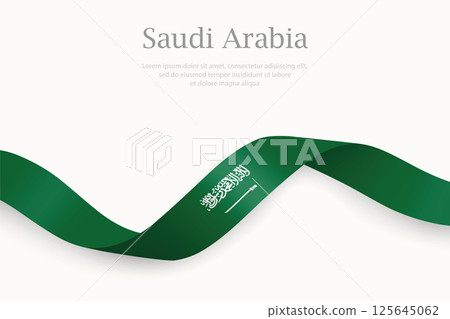 Saudi Arabia flag on Waving ribbon 125645062