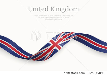 United Kingdom flag on Waving ribbon United Kingdom flag on Waving ribbon 125645096