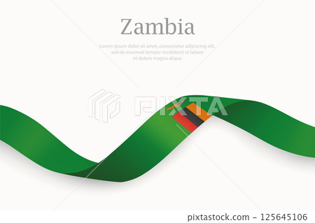 Zambia flag on Waving ribbon Zambia flag on Waving ribbon 125645106