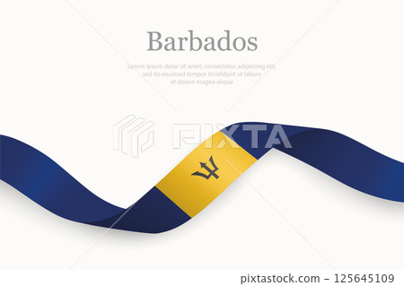 Barbados flag on Waving ribbon 125645109