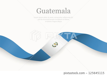 Guatemala flag on Waving ribbon 125645115