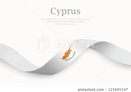 Cyprus flag on Waving ribbon 125645147