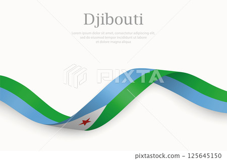 Djibouti flag on Waving ribbon 125645150