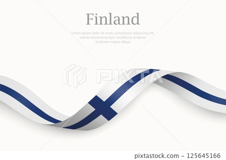 Finland flag on Waving ribbon 125645166