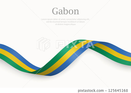 Gabon flag on Waving ribbon Gabon flag on Waving ribbon 125645168