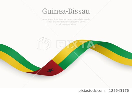 Guinea Bissau flag on Waving ribbon Guinea Bissau flag on Waving ribbon 125645176