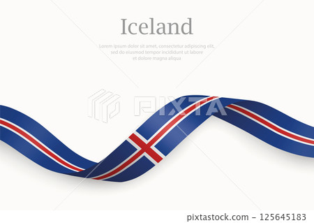 Iceland flag on Waving ribbon 125645183