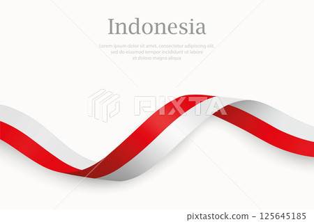 Indonesia flag on Waving ribbon 125645185