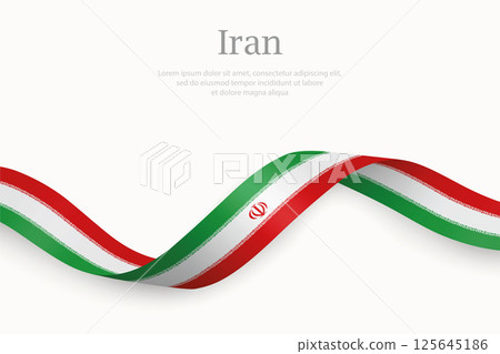 Iran flag on Waving ribbon Iran flag on Waving ribbon 125645186