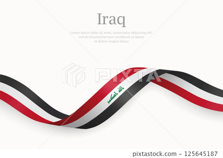Iraq flag on Waving ribbon 125645187
