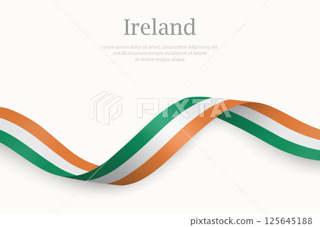Ireland flag on Waving ribbon Ireland flag on Waving ribbon 125645188