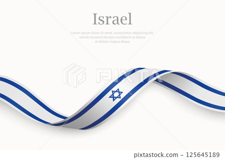 Israel flag on Waving ribbon 125645189