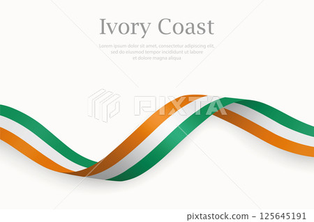 Ivory Coast flag on Waving ribbon 125645191