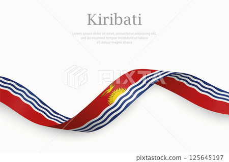 Kiribati flag on Waving ribbon Kiribati flag on Waving ribbon 125645197