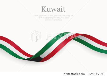 Kuwait flag on Waving ribbon Kuwait flag on Waving ribbon 125645199