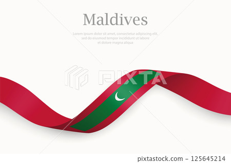 Maldives flag on Waving ribbon Maldives flag on Waving ribbon 125645214