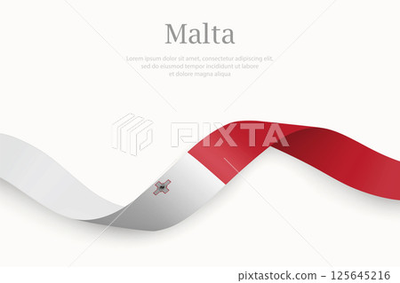 Malta flag on Waving ribbon 125645216