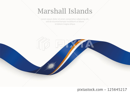 Marshall Islands flag on Waving ribbon Marshall Islands flag on Waving ribbon 125645217