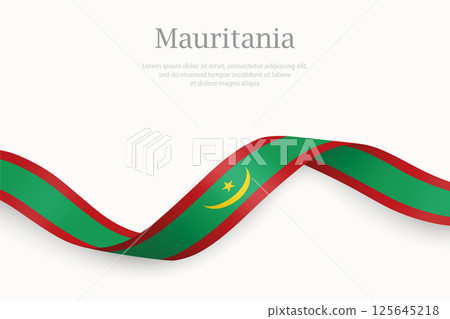 Mauritania flag on Waving ribbon Mauritania flag on Waving ribbon 125645218