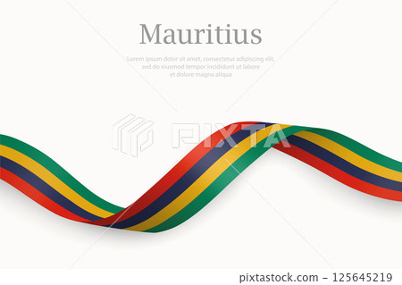 Mauritius flag on Waving ribbon Mauritius flag on Waving ribbon 125645219