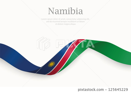 Namibia flag on Waving ribbon Namibia flag on Waving ribbon 125645229
