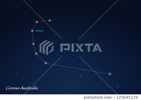 Corona Australis Constellation with Star Names in Night Sky 125645239