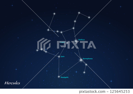 Hercules Constellation with Star Names in Night Sky 125645253