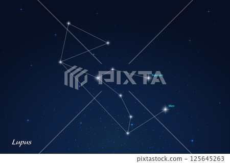 Lupus Constellation with Star Names in Night Sky 125645263