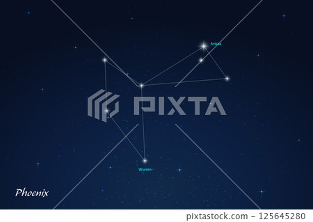 Phoenix Constellation with Star Names in Night Sky 125645280