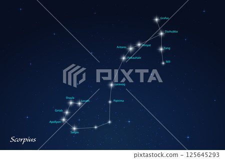 Scorpius Constellation with Star Names in Night Sky 125645293