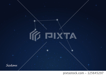 Sextans Constellation with Star Names in Night Sky 125645297