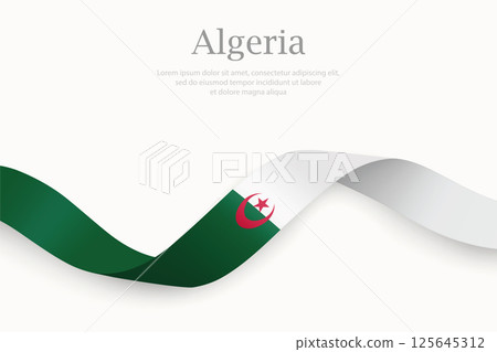 Algeria flag on Waving ribbon Algeria flag on Waving ribbon 125645312