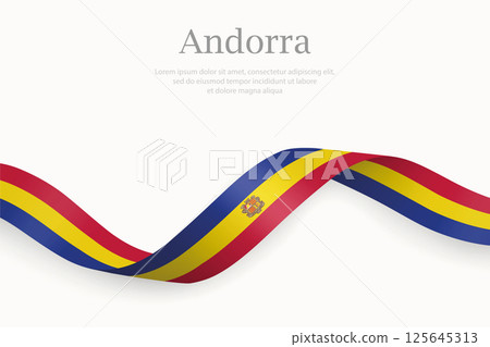 Andorra flag on Waving ribbon Andorra flag on Waving ribbon 125645313