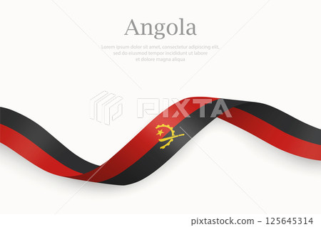 Angola flag on Waving ribbon Angola flag on Waving ribbon 125645314