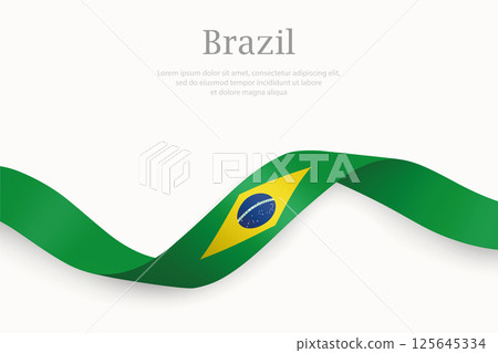 Brazil flag on Waving ribbon Brazil flag on Waving ribbon 125645334