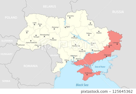 Political Map of Ukraine with Disputed Territories Highlighted 125645362