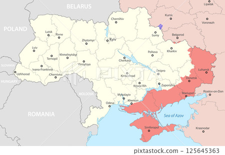 Ukraine Political Map Highlighting Disputed Regions Ukraine Political Map Highlighting Disputed Regions 125645363