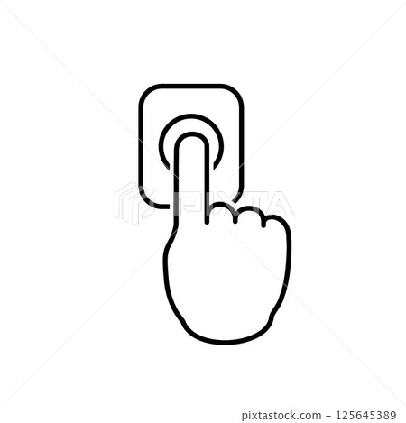 Finger Pressing Doorbell Icon in Line Art Style 125645389