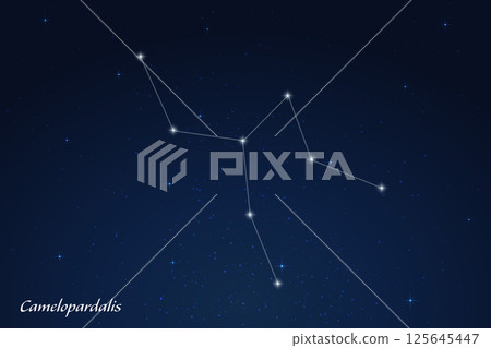 Camelopardalis Constellation with Star Names in Night Sky Camelopardalis Constellation with Star Names in Night Sky 125645447