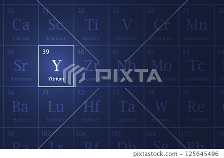 Yttrium element glowing in a dark periodic table Yttrium element glowing in a dark periodic table 125645496