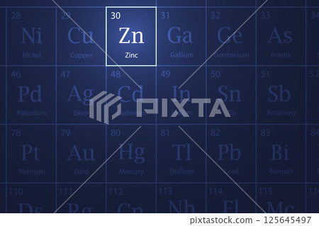 Zinc element glowing in a dark periodic table 125645497