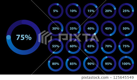 Dark-Themed Gradient Circular Progress Chart Set 125645549