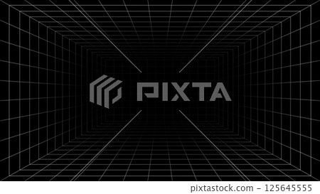 Futuristic Black Grid Tunnel with 3D Perspective Futuristic Black Grid Tunnel with 3D Perspective 125645555
