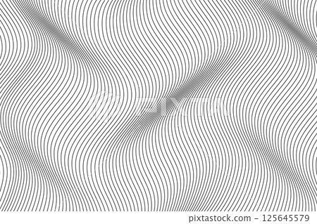 Black wavy line pattern on white background Black wavy line pattern on white background 125645579
