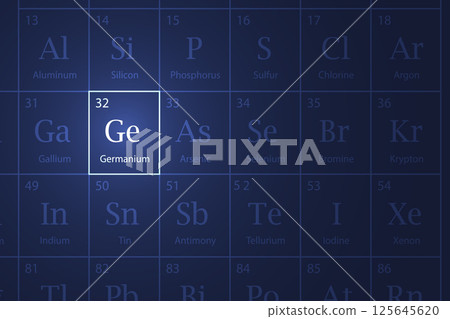 Germanium element glowing in a dark periodic table Germanium element glowing in a dark periodic table 125645620