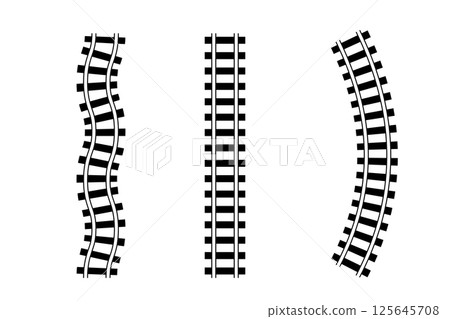 Set of Curved and Straight Railway Tracks 125645708